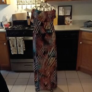 Mlle Gabrielle Strapless Dress with Earthy Tones